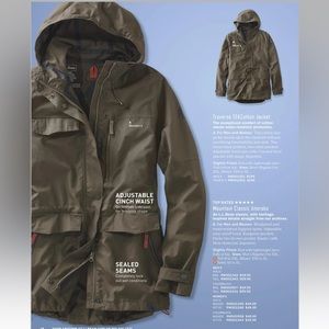 LL Bean Women’s XL Olive Green Army Utility Jacket Water Resistant